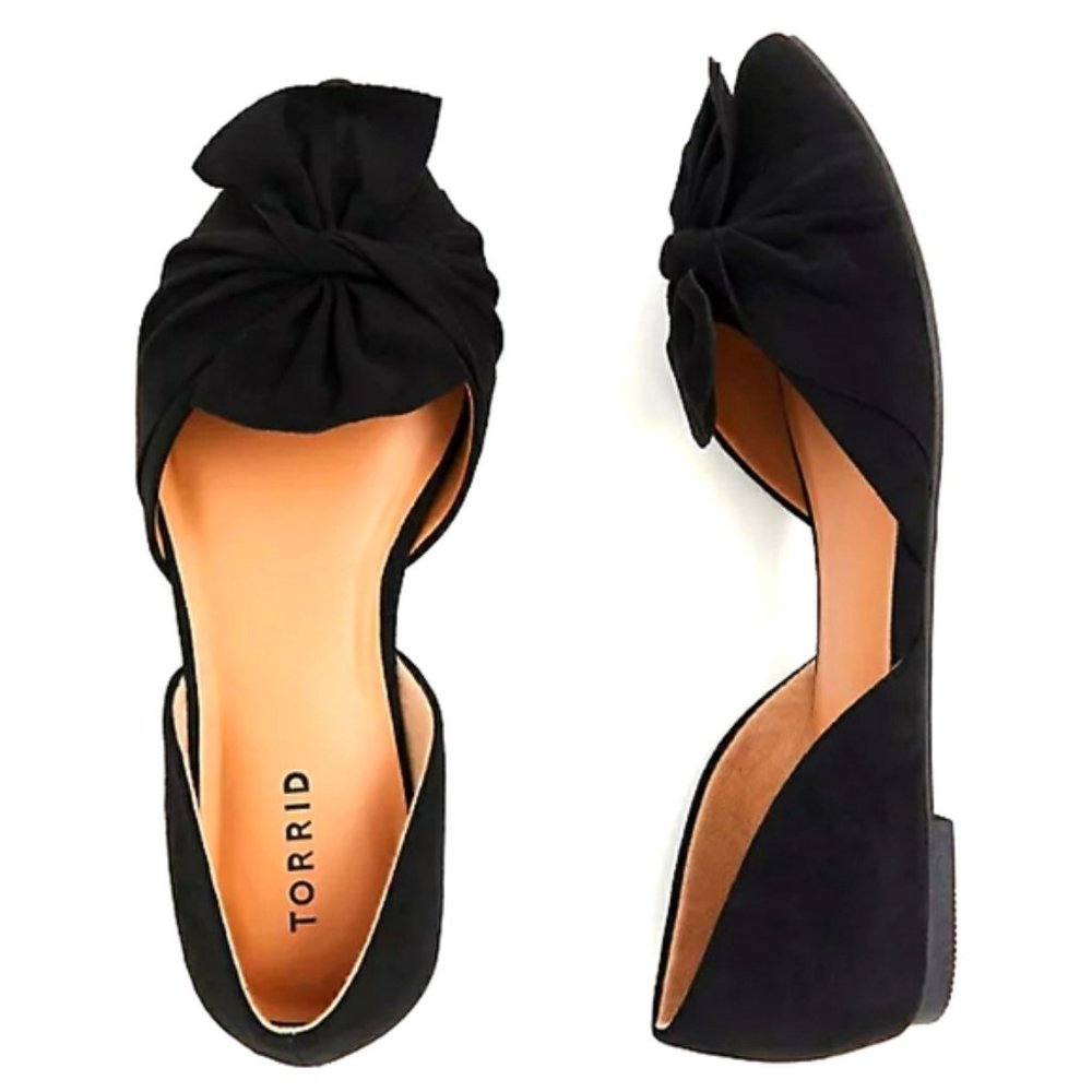 TORRID Black faux Suede Big Bow Flats